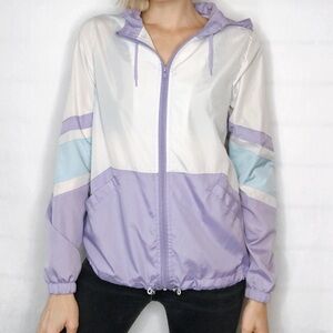 ZINE Color Blocked Windbreaker Jacket Lilac White Size Small